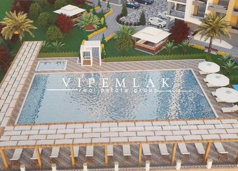 erdemli tömük bi dünya evleri havuzlu 1+1 satılık lüks daire