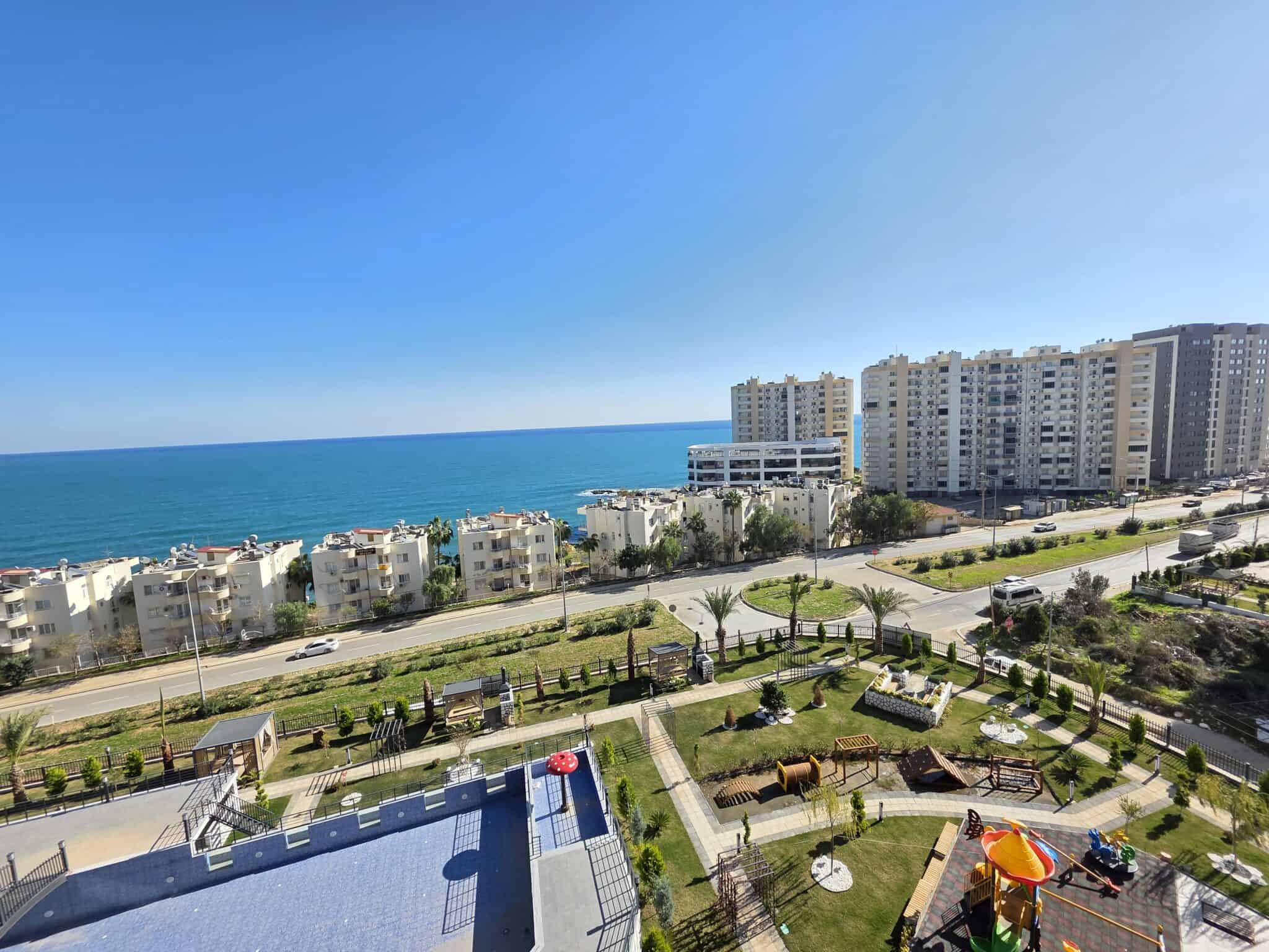 Квартира 1+1 с видом на море в Аяше, Эрдемли, Мерсин