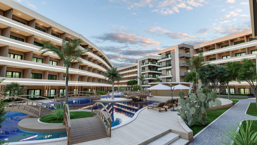 Mersin Erdemli Tömük Yatay Mimari Mitanni Garden Satılık 1+1 Lüks Daire